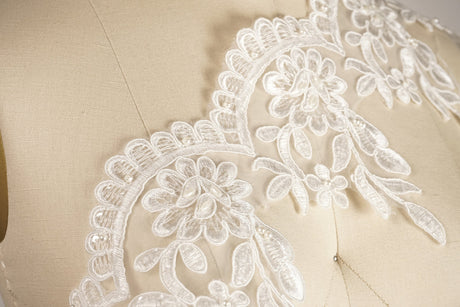 Bridal Lace Trim White Gold Scalloped