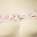 Ruffle Satin Trim Baby Pink Lace Overlay