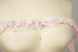Ruffle Satin Trim Baby Pink Lace Overlay