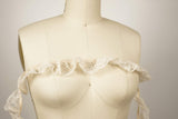 Ruffle Satin Trim Beige Lace Overlay