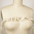 Ruffle Satin Trim Beige Lace Overlay