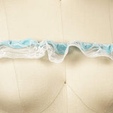 Ruffle Satin Trim Turquoise Lace Overlay