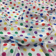 1/2″ half inch Multi Color Polka Dot on White Background Satin Fabric