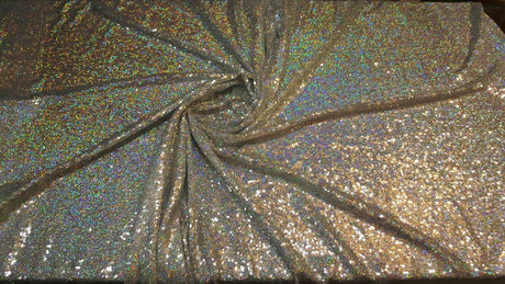 Sequin Mesh Fabric Silver Iridescent Hologram