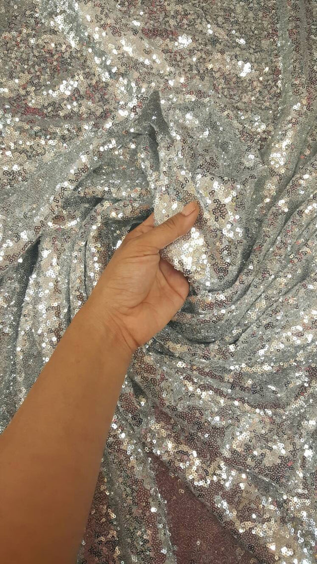 Sequin Mesh Fabric Silver