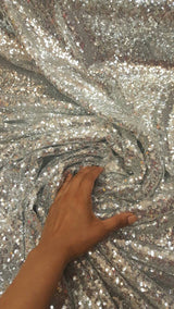 Sequin Mesh Fabric Silver