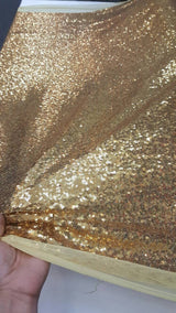 Sequin Fabric on Yellow Mesh Gold