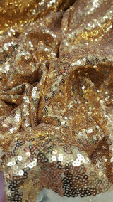 Sequin Fabric on Yellow Mesh Gold