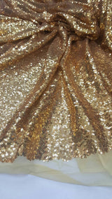 Sequin Fabric on Yellow Mesh Gold