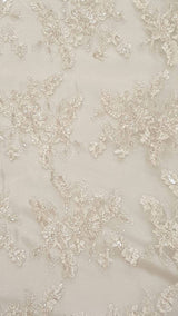 Beaded Bridal Lace Floral Embroidered Mesh Ivory