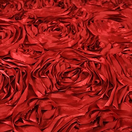 Rosette Satin Fabric Cherry Red