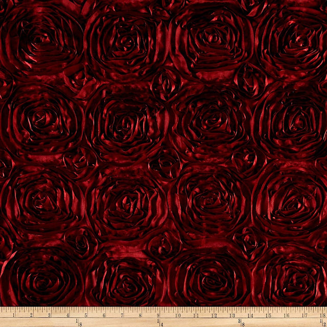 Burgundy Satin Rosette Fabric