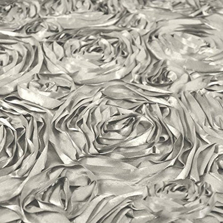 Rosette Satin Fabric Silver