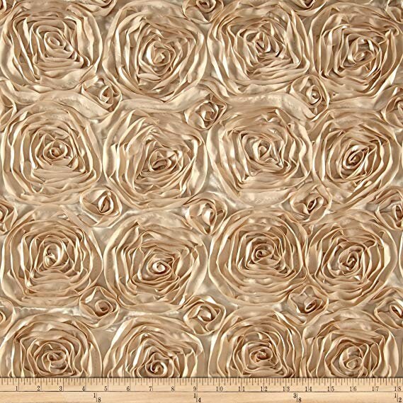 Rosette Satin Fabric Champagne Floral