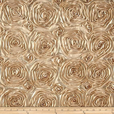 Rosette Satin Fabric Champagne Floral