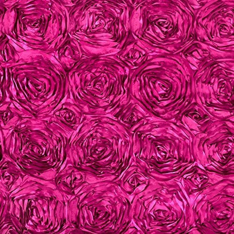 3D Rosette Satin Fabric Fuchsia