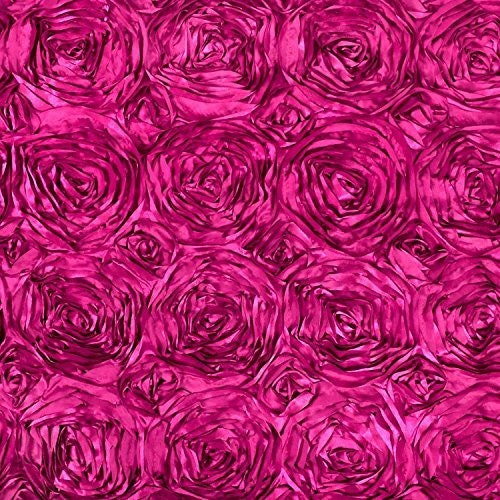 3D Rosette Satin Fabric Fuchsia
