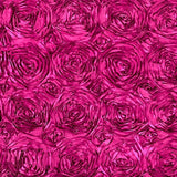 3D Rosette Satin Fabric Fuchsia