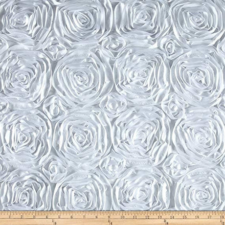 Rosette Satin Fabric White