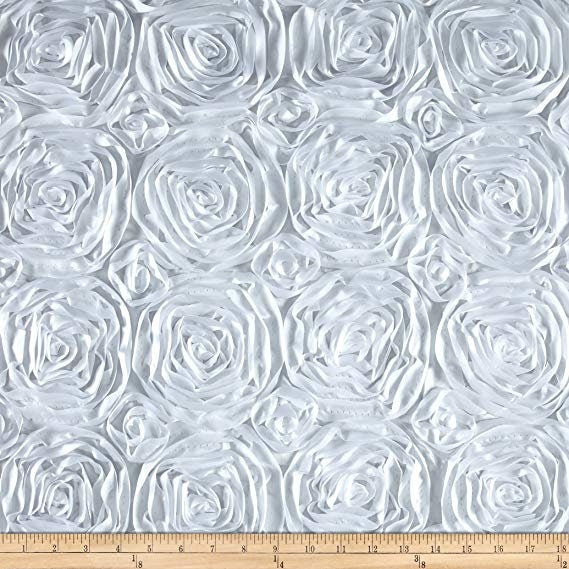 Rosette Satin Fabric White