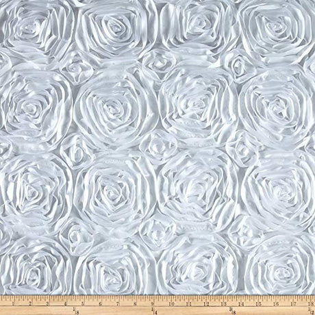 Rosette Satin Fabric White