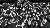 Embroidered Taffeta Black White Floral