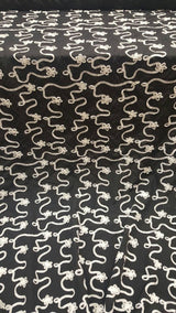 Embroidered Taffeta Black White Floral