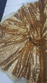 Sequin Fabric on Yellow Mesh Gold