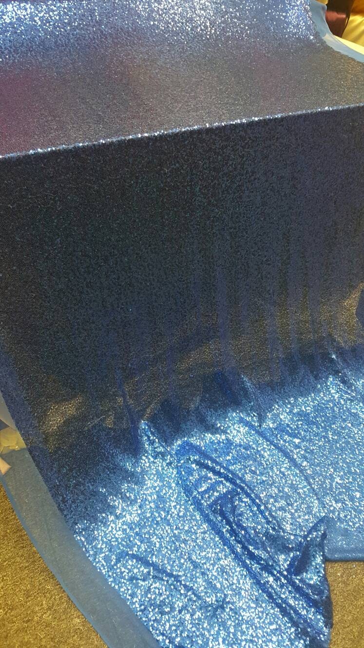 Sequin Stretch Mesh Fabric Royal Blue