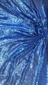 Sequin Stretch Mesh Fabric Royal Blue