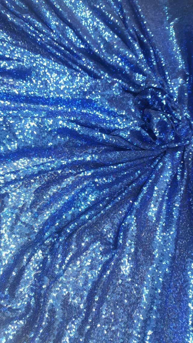 Sequin Stretch Mesh Fabric Royal Blue