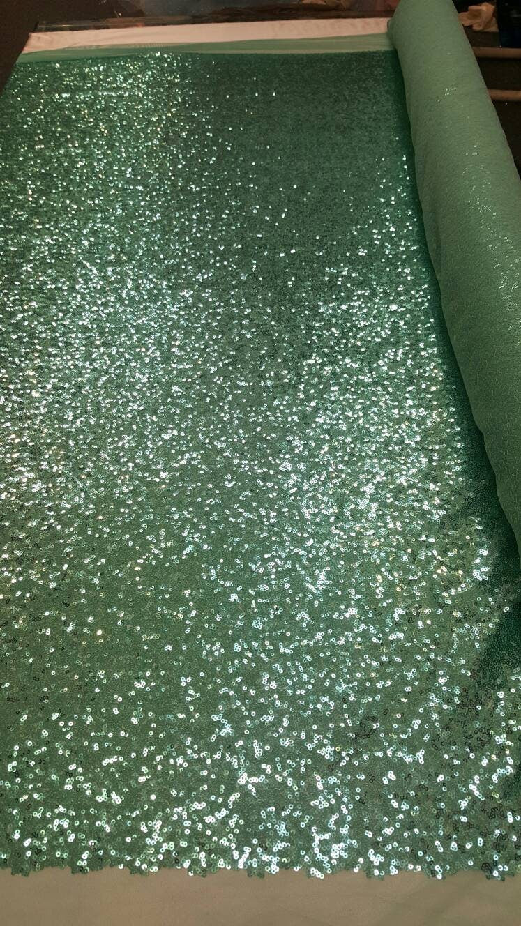 Sequin Stretch Mesh Aqua Mint