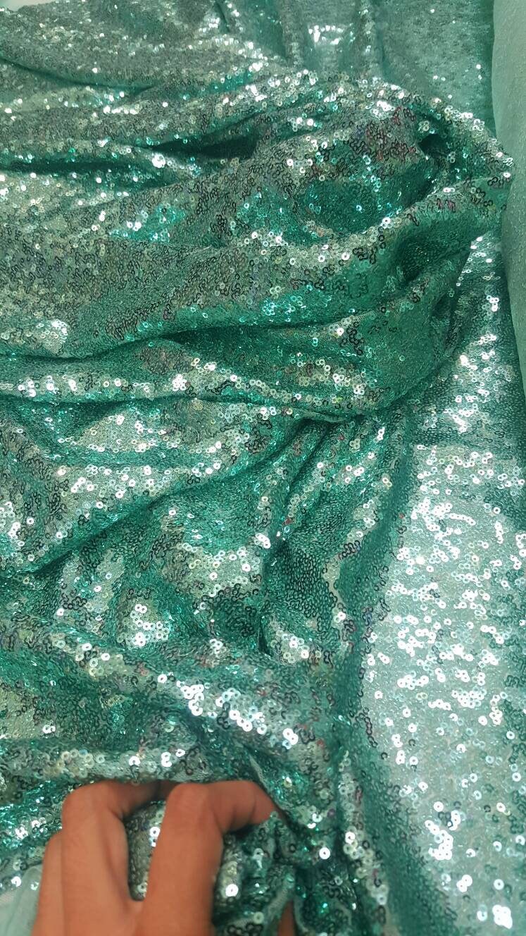 Sequin Stretch Mesh Aqua Mint