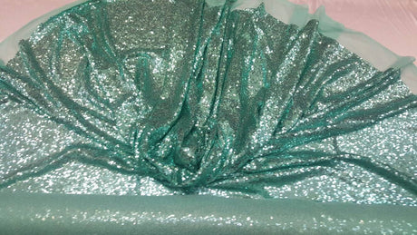 Sequin Stretch Mesh Aqua Mint