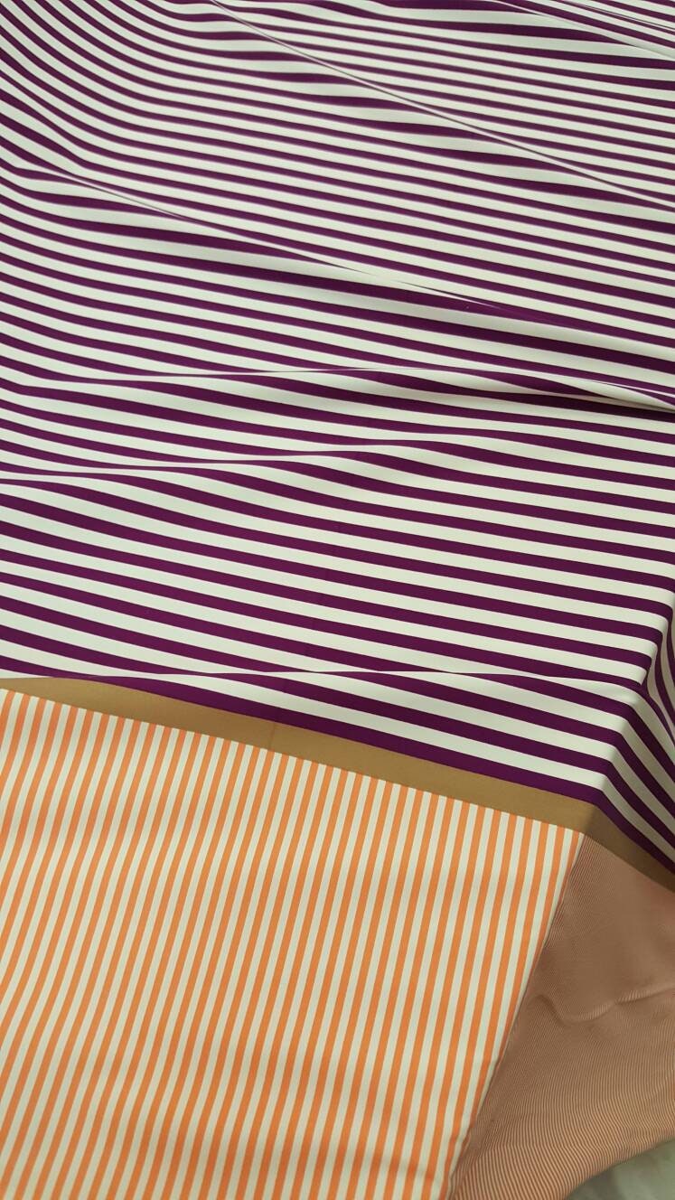 Stretch Spandex Stripe Fabric Orange Purple White