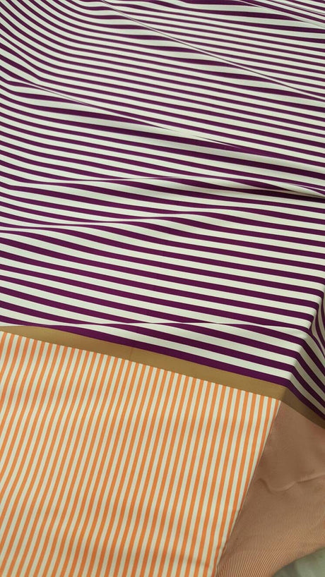 Stretch Spandex Stripe Fabric Orange Purple White