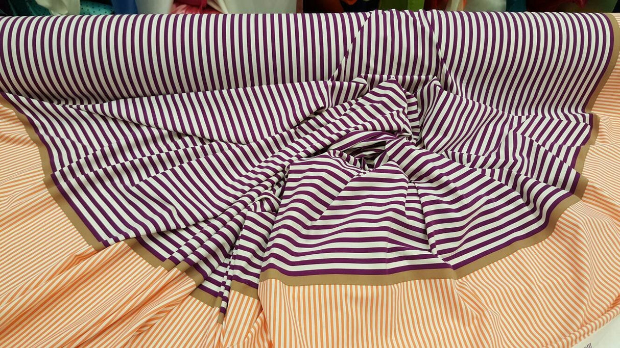 Stretch Spandex Stripe Fabric Orange Purple White