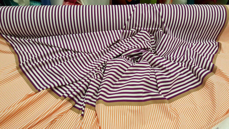 Stretch Spandex Stripe Fabric Orange Purple White