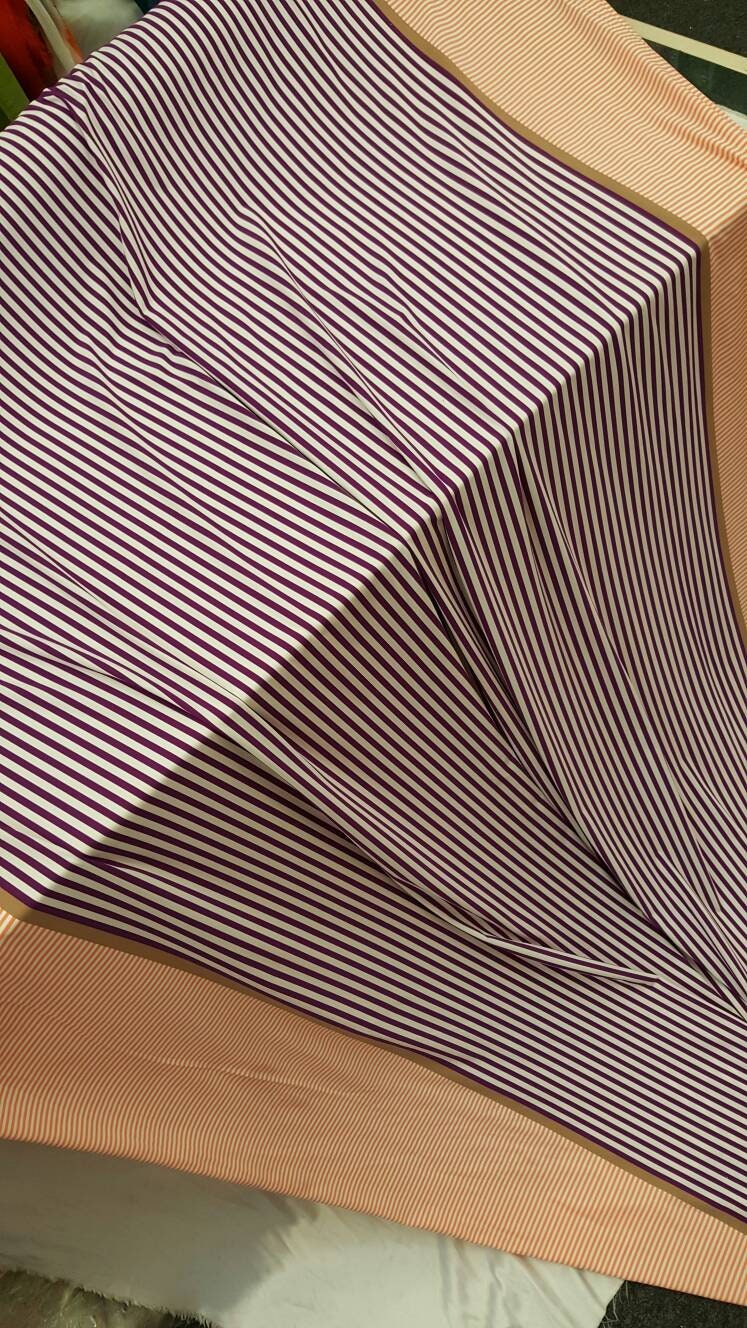 Stretch Spandex Stripe Fabric Orange Purple White