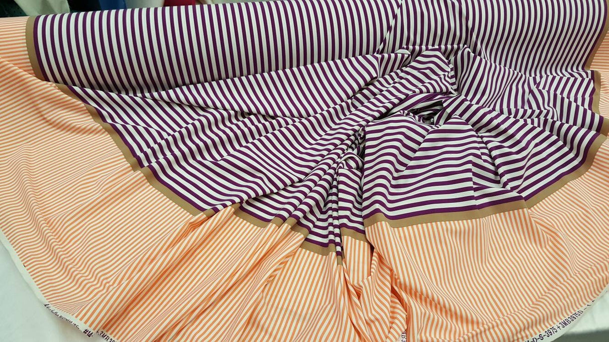 Stretch Spandex Stripe Fabric Orange Purple White
