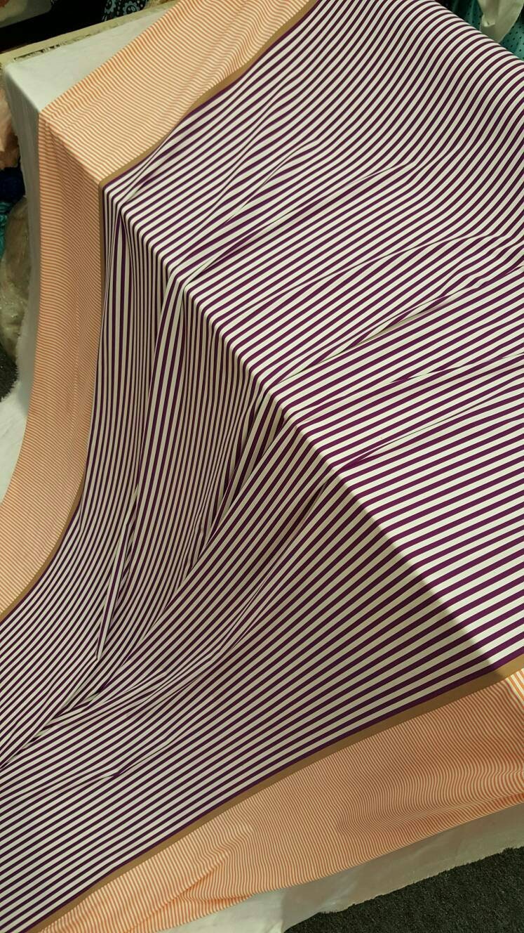 Stretch Spandex Stripe Fabric Orange Purple White