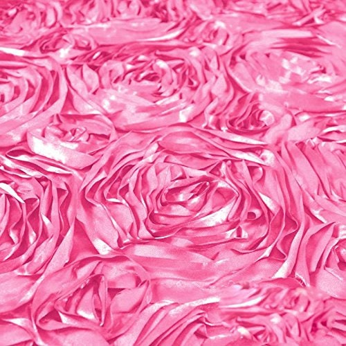 Pink Rosette Satin Fabric
