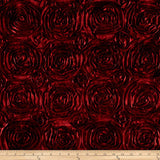 Burgundy Satin Rosette Fabric