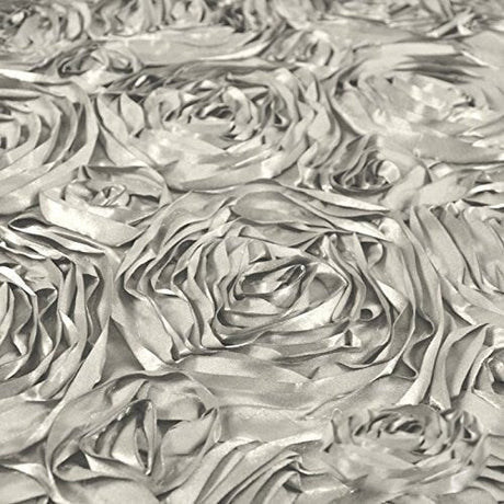 Rosette Satin Fabric Silver