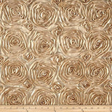 Rosette Satin Fabric Champagne Floral