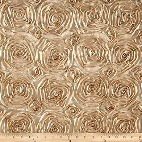 Rosette Satin Fabric Champagne Floral