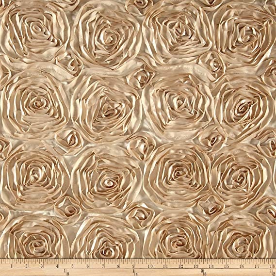 Rosette Satin Fabric Champagne Floral