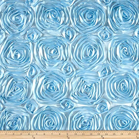 Rosette Satin Baby Blue Fabric