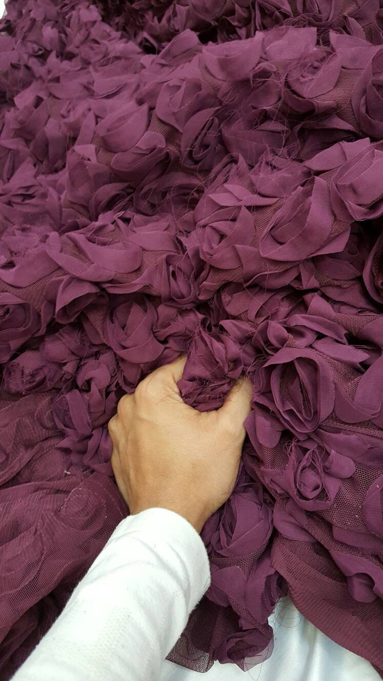 Floral Lace Mesh Eggplant Fabric