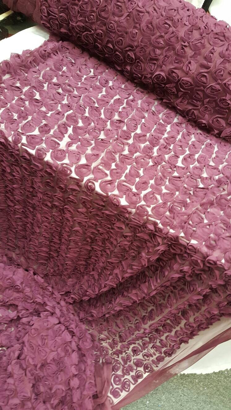 Floral Lace Mesh Eggplant Fabric